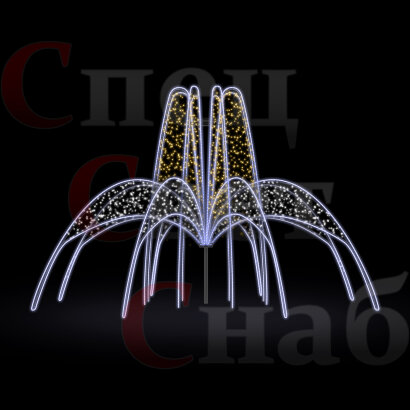 Светодиодный фонтан для площади "Скайлайн" 5 х 8 м Белый/Теплый белый