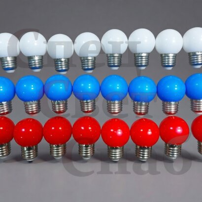 Белт Лайт E 27 Комплект ламп (белая + красная + синяя) IP65 1.5W 24шт