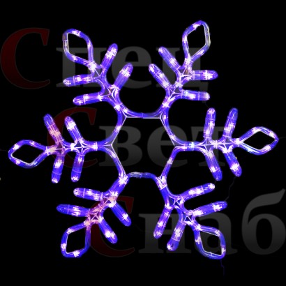Светодиодная фигура на стену. Светодиодная снежинка Синяя с белым мерцанием 55 см